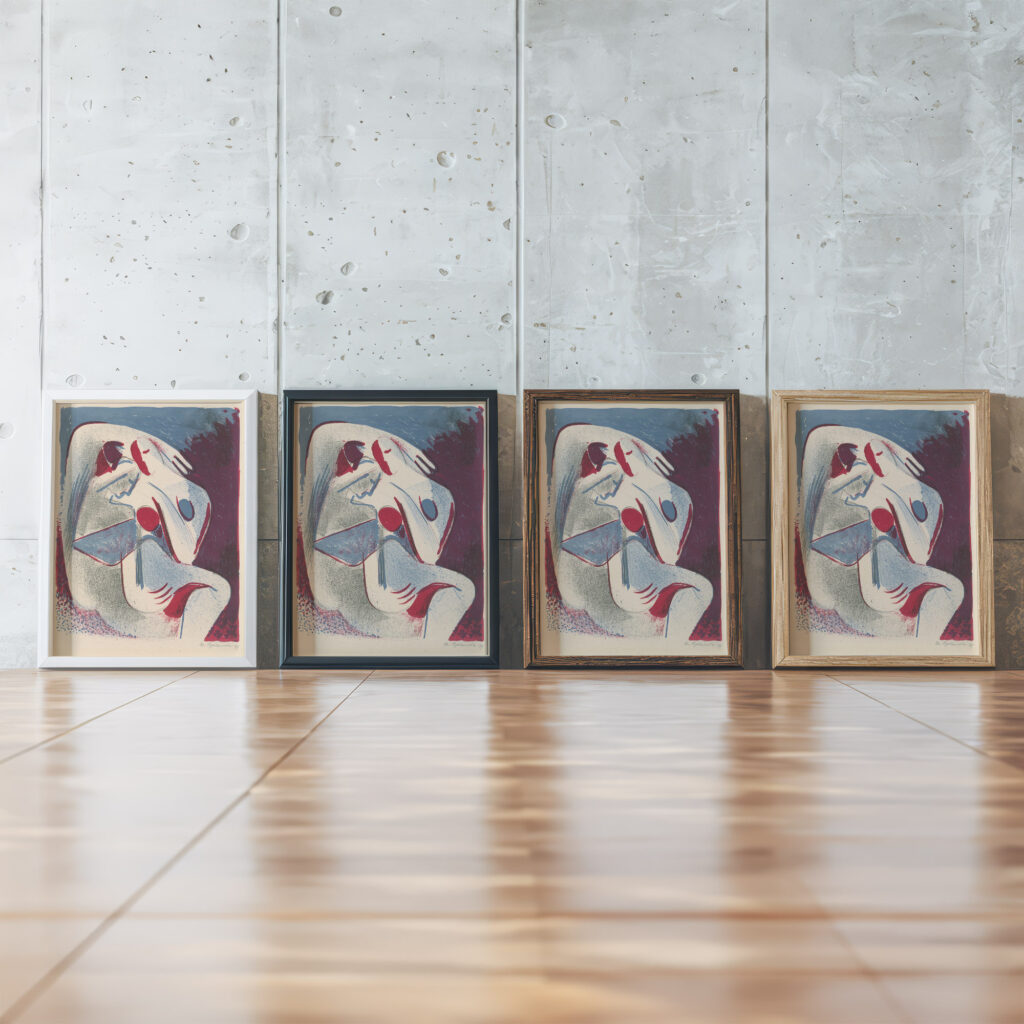 Lovers 1937 Mikulas Galanda framed posters mockup