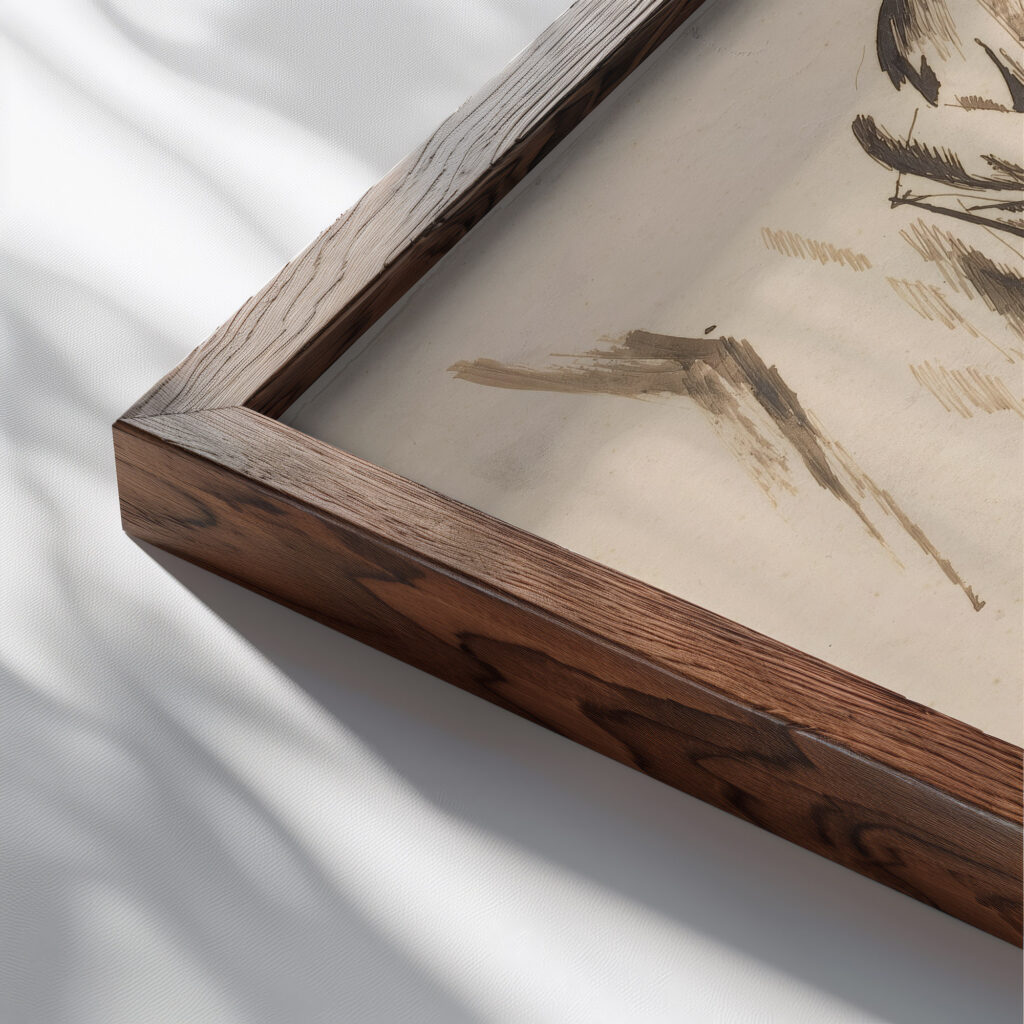 Lovers Embracing c. 1911 Oto Gutfreund close up dark wood mockup