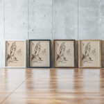 Lovers Embracing c. 1911 Oto Gutfreund framed posters mockup