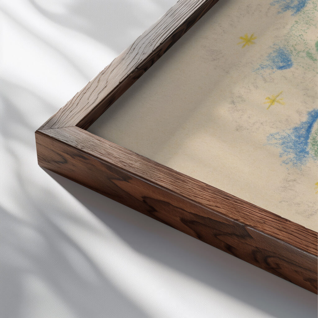 Lovers on a bench 1926 Mikulas Galanda close up dark wood mockup