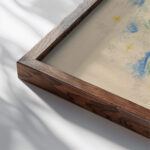 Lovers on a bench 1926 Mikulas Galanda close up dark wood mockup