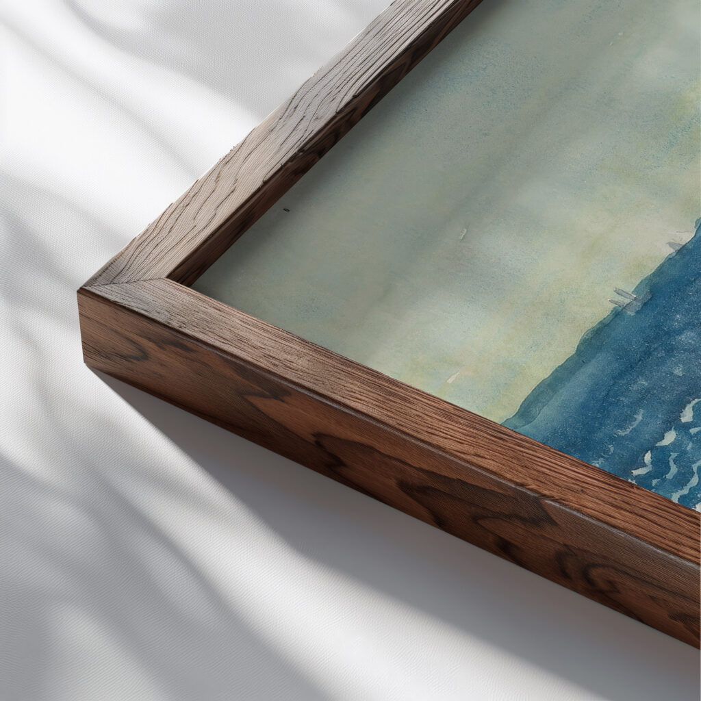 Low Tide 1901 Maurice Prendergast close up dark wood mockup