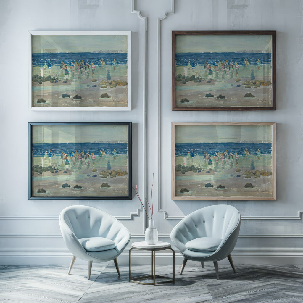 Low Tide 1901 Maurice Prendergast framed posters mockup