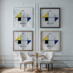 Lozenge Composition with Yellow Black Blue Red and Gray 1921 Piet Mondrian framed posters mockup