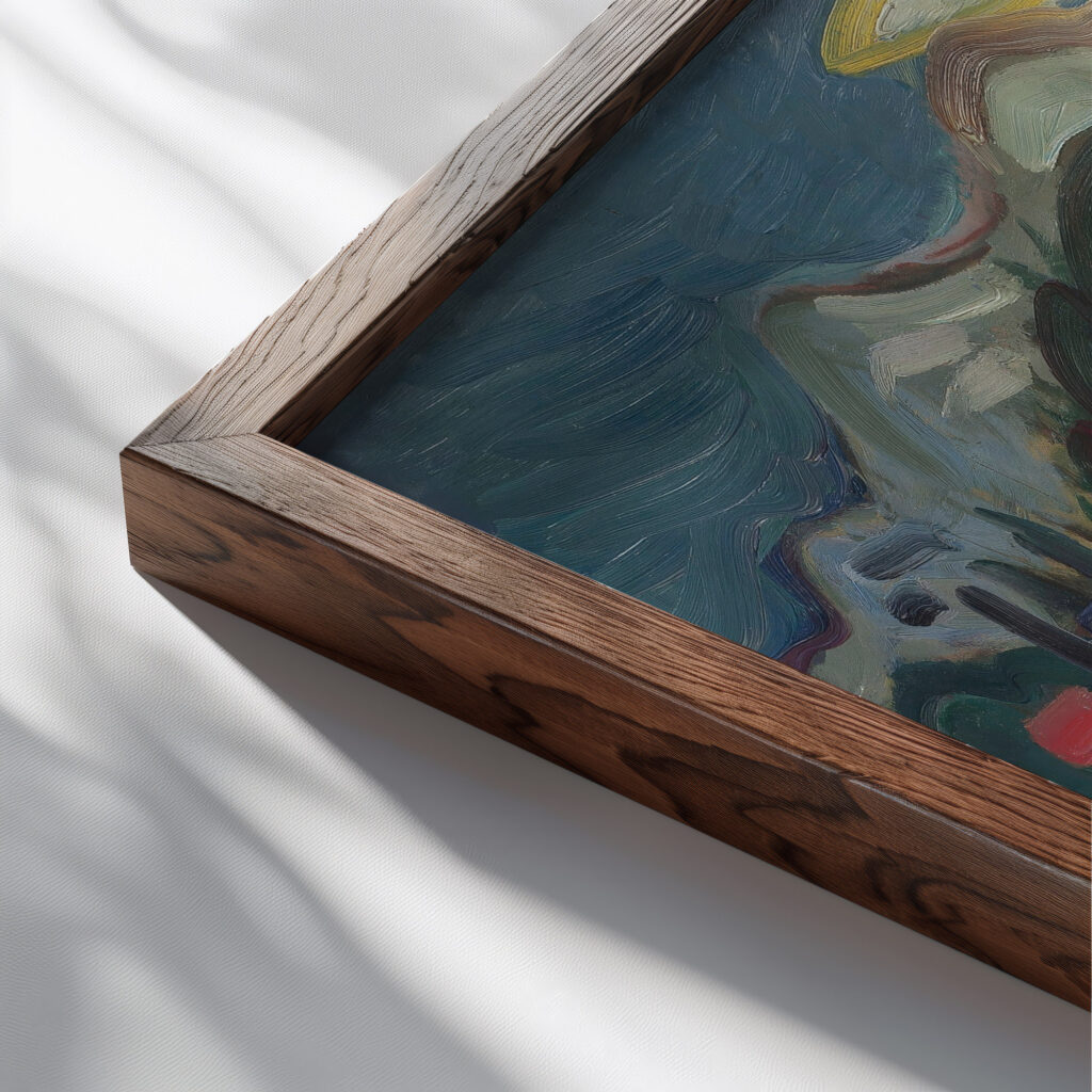 Lumbarda 1933 Ignjat Job close up dark wood mockup