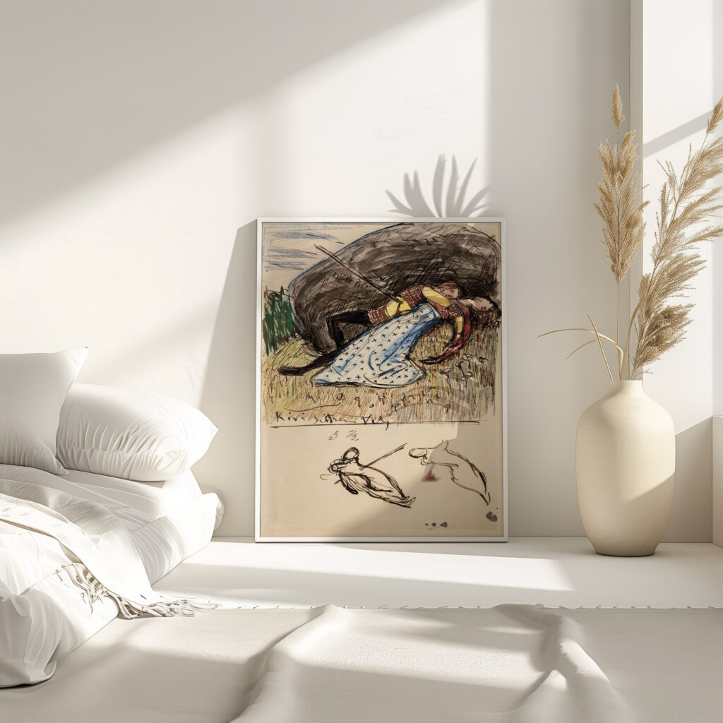 Luonnoksia varikuvaan Nuorukainen ja impi lavistettyina Akseli Gallen Kallela 4 mockup