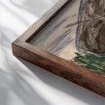 Luonnoksia varikuvaan Nuorukainen ja impi lavistettyina Akseli Gallen Kallela close up dark wood mockup