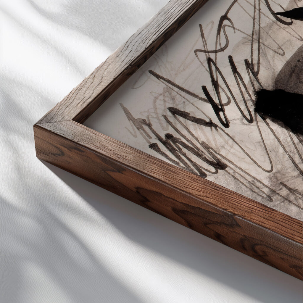 Luonnos 1907 1908 Magnus Enckell close up dark wood mockup