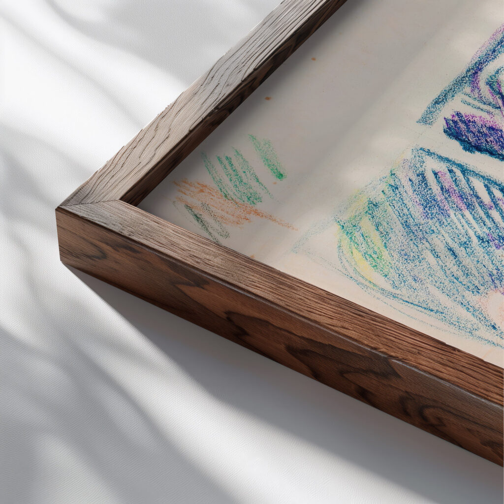 Luonnos Nylands Nationin Veljesvala maalausta varten 1910 1911 Magnus Enckell close up dark wood mockup