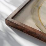 Luonnos teokseen Kultakausi 1902 Magnus Enckell close up dark wood mockup