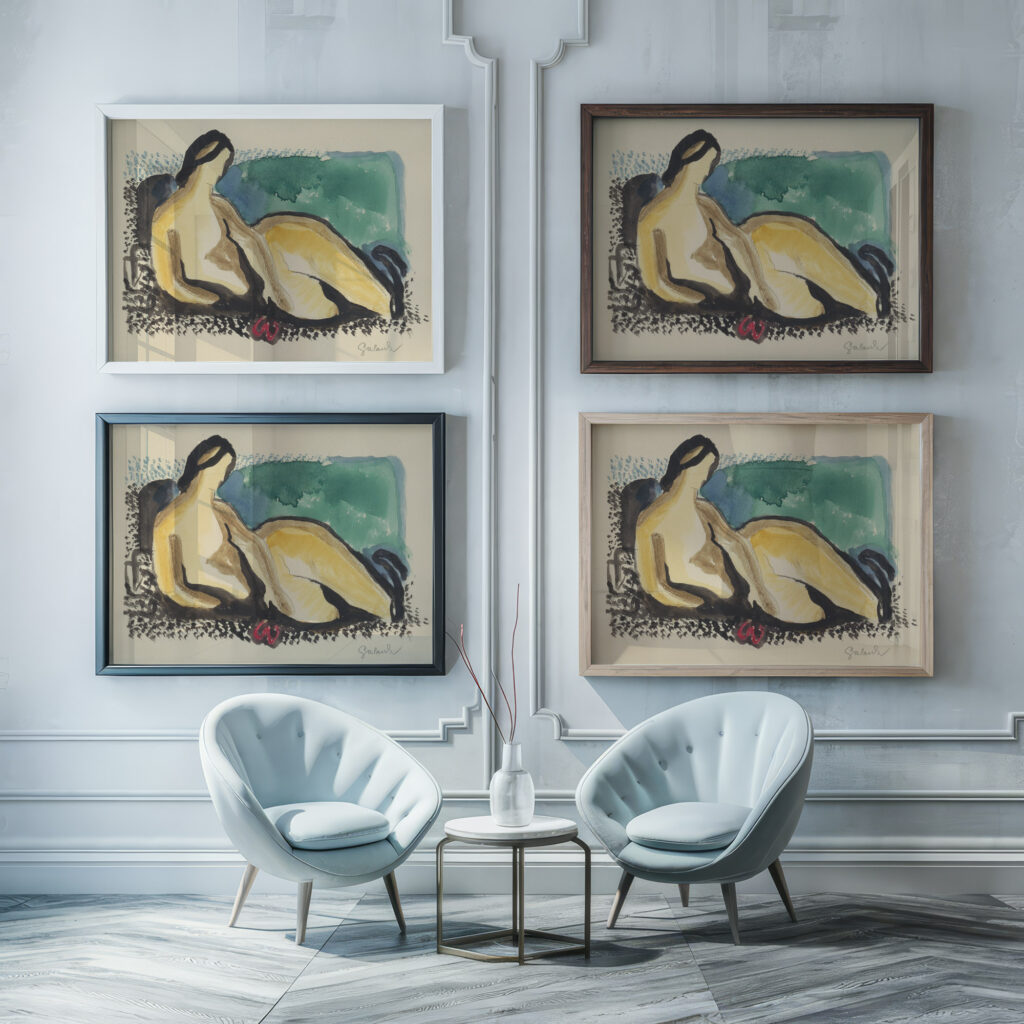 Lying nude 1934–1935 Mikulas Galanda framed posters mockup