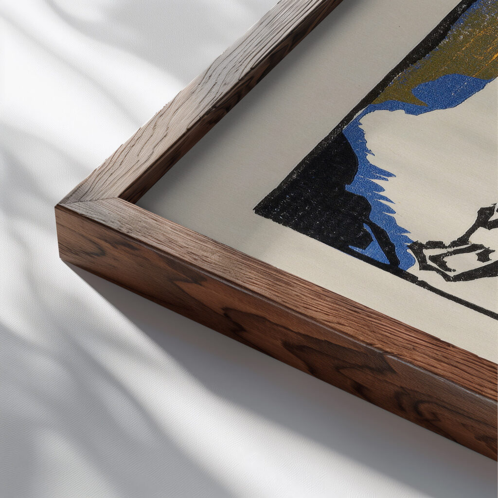 Lyrisches 1911 Wassily Kandinsky close up dark wood mockup