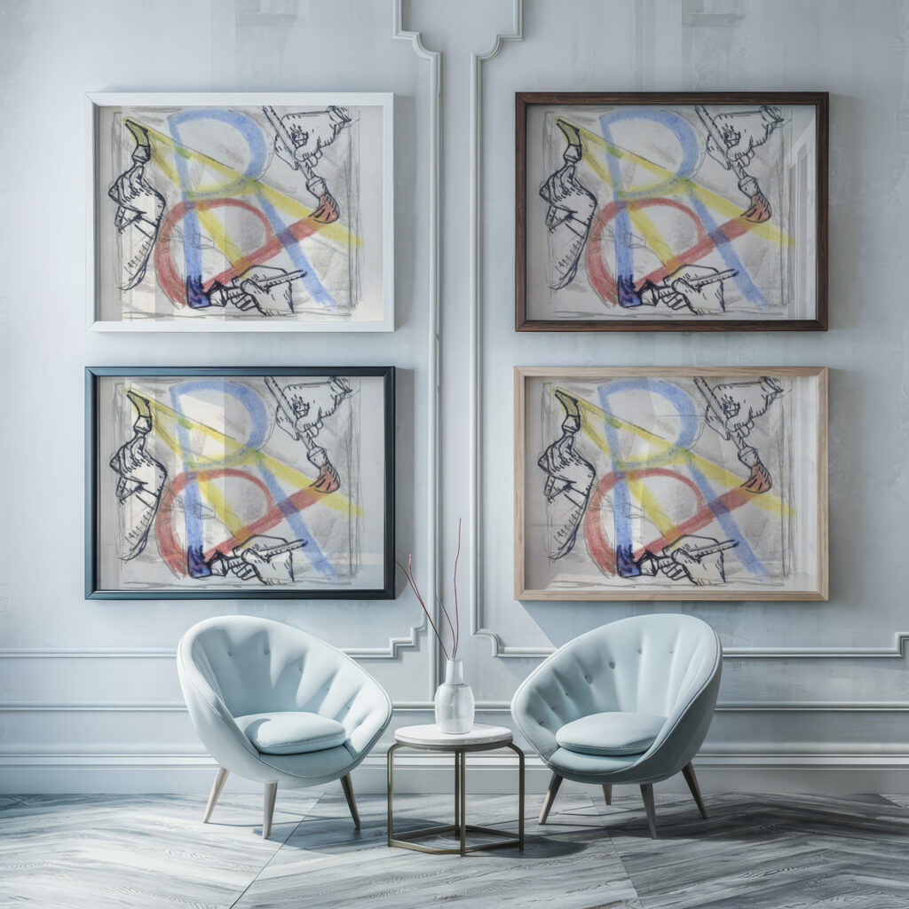 Maandblad Verf en Kunst van P.A. Regnault ontwerp 1931 Leo Gestel framed posters mockup