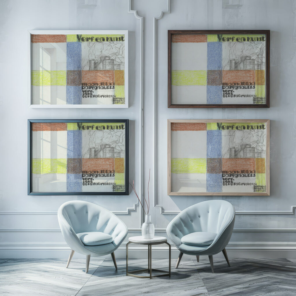 Maandblad Verf en Kunst van P.A. Regnault ontwerp in kleur 1931 Leo Gestel framed posters mockup