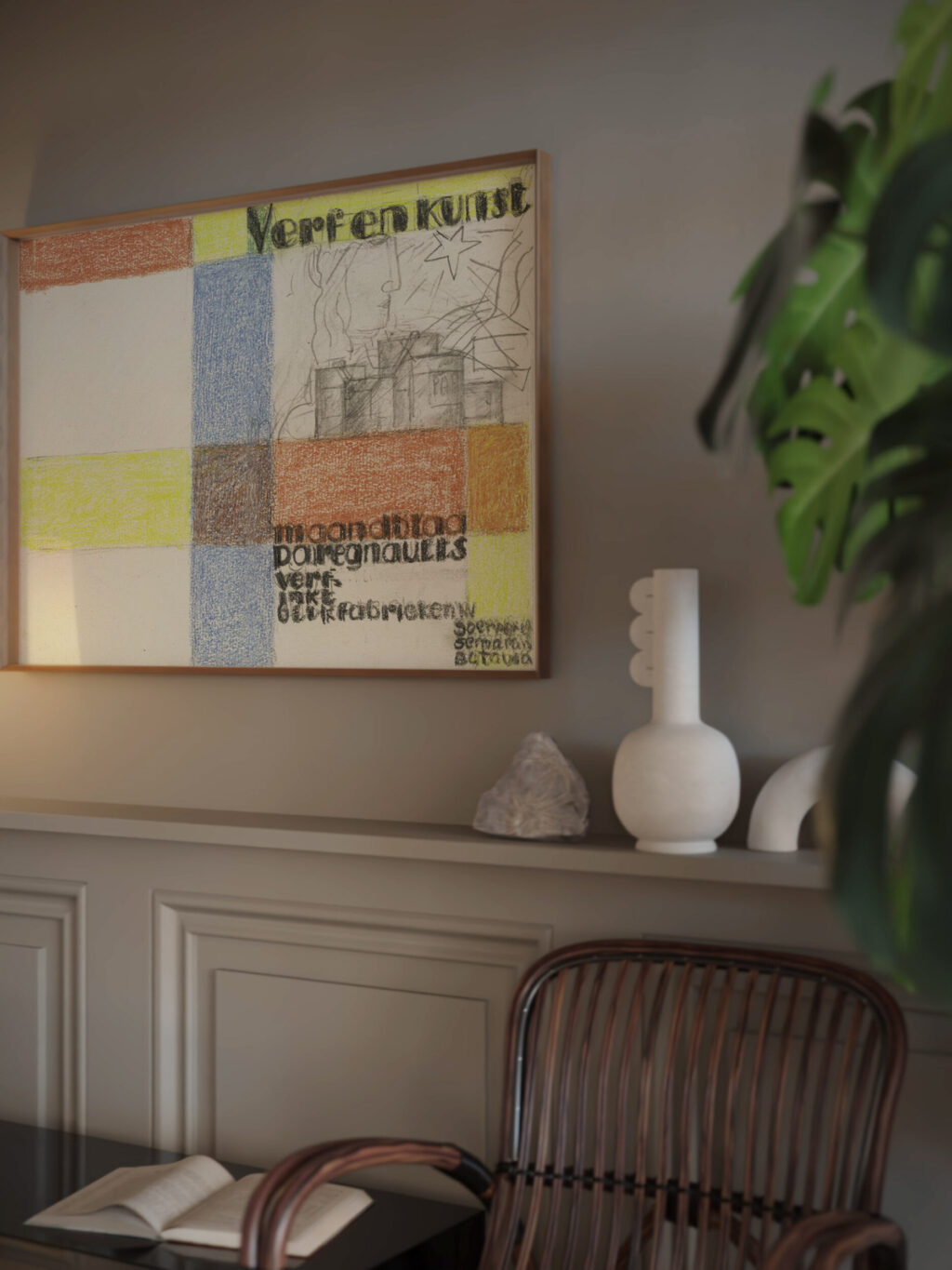 Maandblad Verf en Kunst van P.A. Regnault ontwerp in kleur 1931 Leo Gestel video mockup