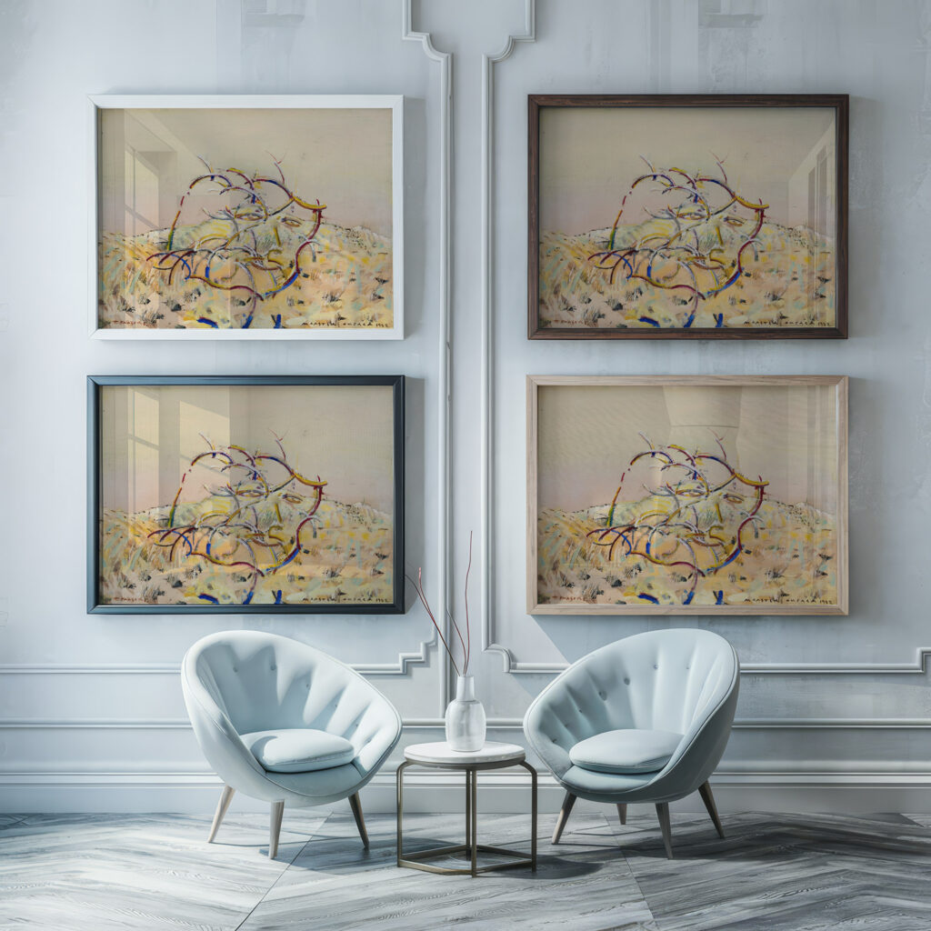 Maastik oksaga Autoportree 1982 Tiit Paasuke framed posters mockup