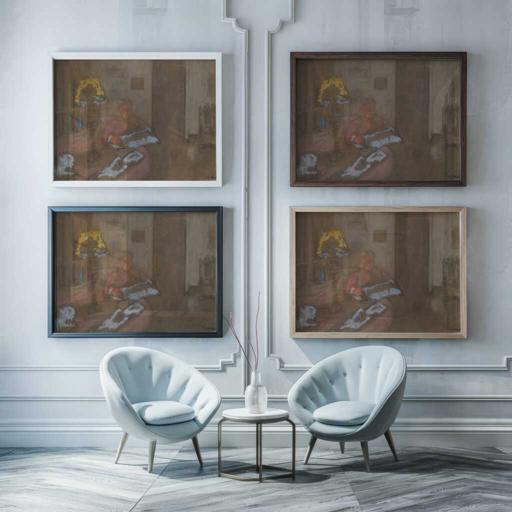 Madame Vuillard Lisant Le Journal Edouard Vuillard framed posters mockup