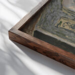 Madame Vuillard cousant a cote de la fenetre circa 1910 Edouard Vuillard close up dark wood mockup