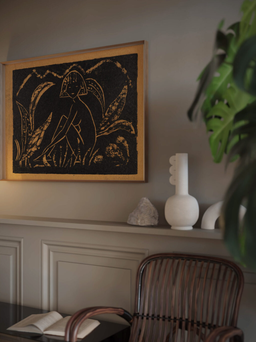 Madchen zwischen Blattpflanze 1912 Otto Mueller video mockup