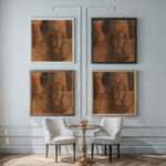 Madchenkopf vor dunkler Figurensilhouette 1936 Oskar Schlemmer framed posters mockup