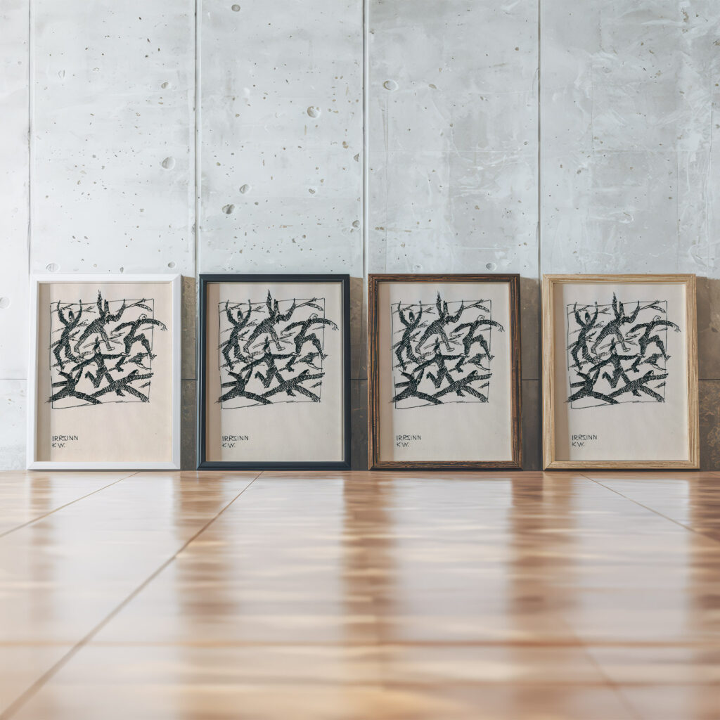 Madness around 1922 Karl Wiener framed posters mockup