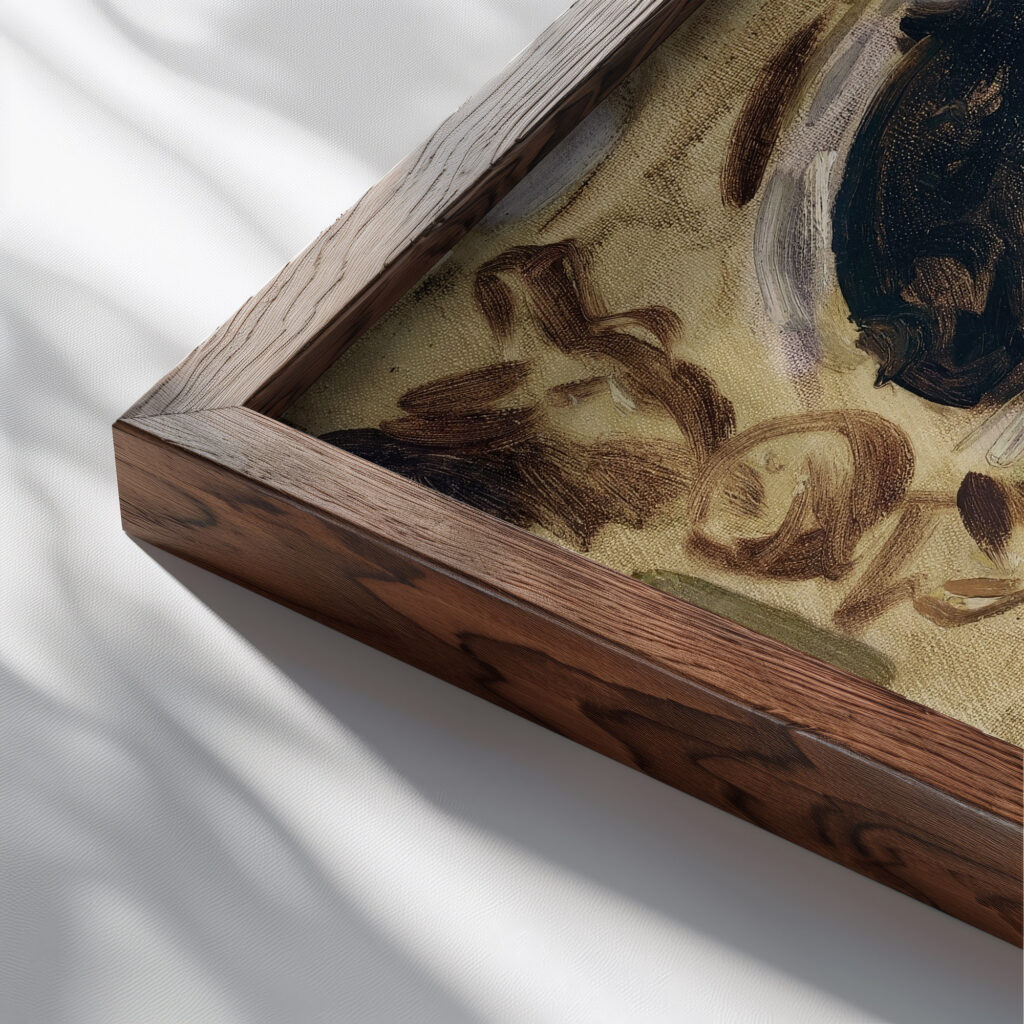 Madonna and Child circa 1895 John Singer Sargent close up dark wood mockup