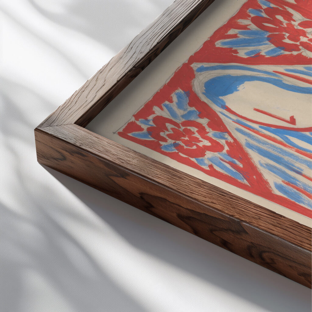 Madonna with child 1936 Mikulas Galanda close up dark wood mockup