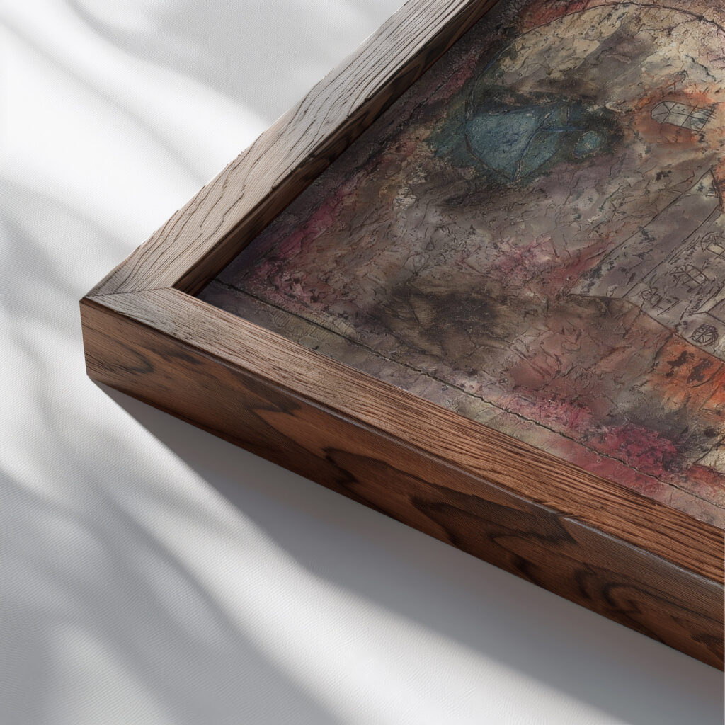 Magic Garden 1926 Paul Klee close up dark wood mockup