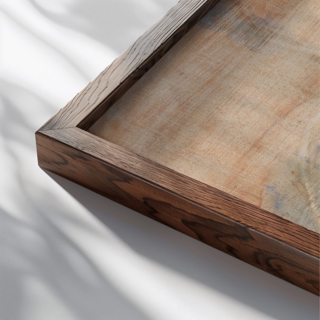 Magnolienknospe im Krug 1930 Christian Rohlfs close up dark wood mockup