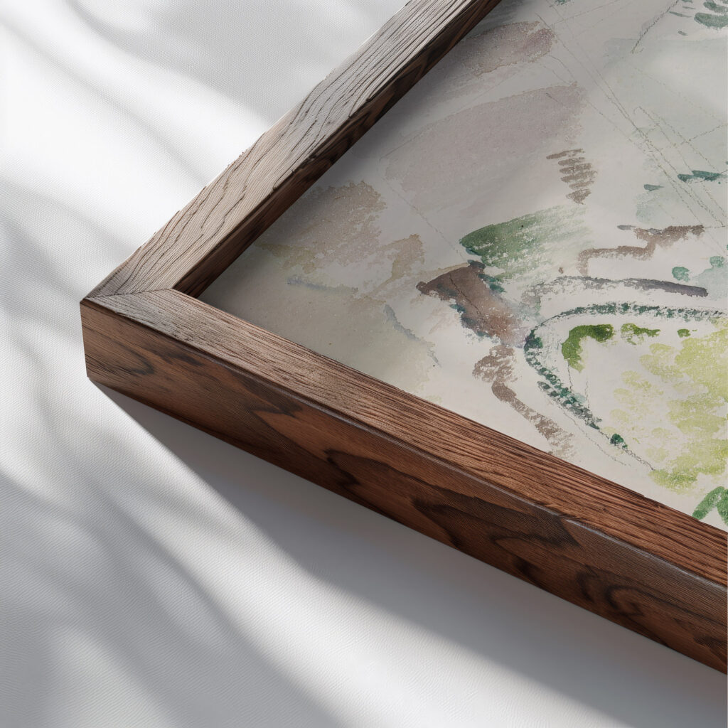 Maine Landscape 1914 John Marin close up dark wood mockup