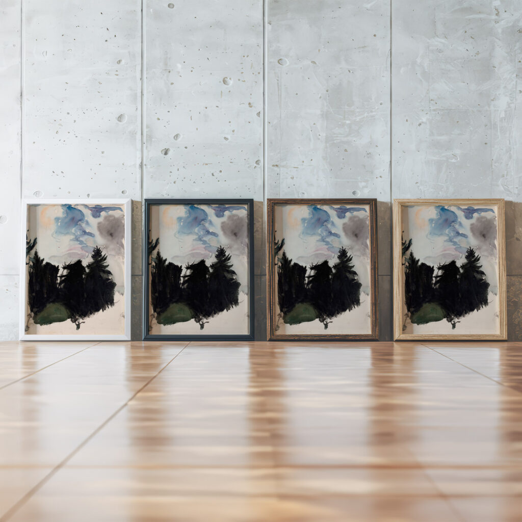 Maisema mustia kuusia 1894 1895 Magnus Enckell framed posters mockup