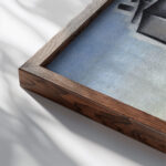 Maisons a Paris Houses in Paris 1911 Juan Gris close up dark wood mockup