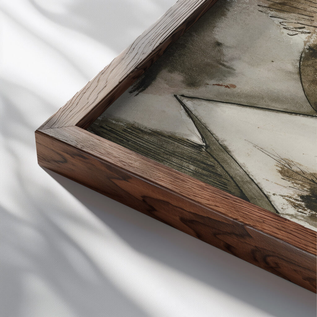 Maisons rurales en hiver 1928 Julio Gonzalez close up dark wood mockup