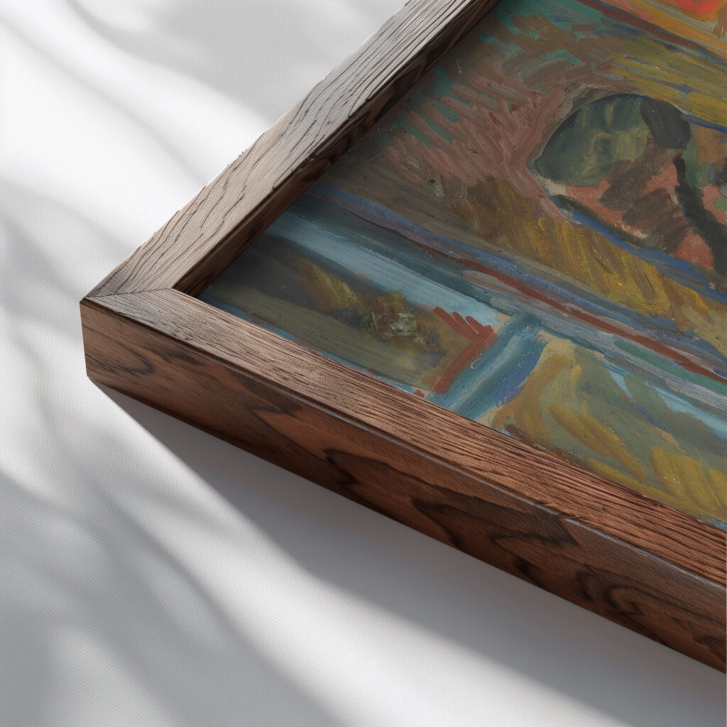 Malarz w pracowni 1936 Sasza Blonder close up dark wood mockup