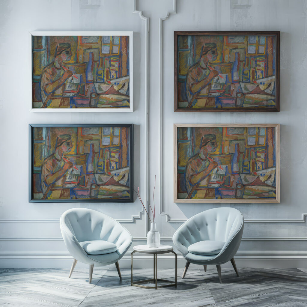 Malarz w pracowni 1936 Sasza Blonder framed posters mockup