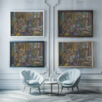 Malarz w pracowni 1936 Sasza Blonder framed posters mockup