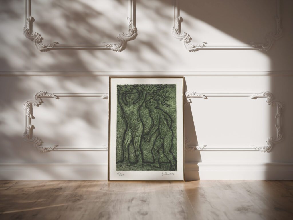 Man en vrouw in groen 1937 1969 Yo Sugano video mockup