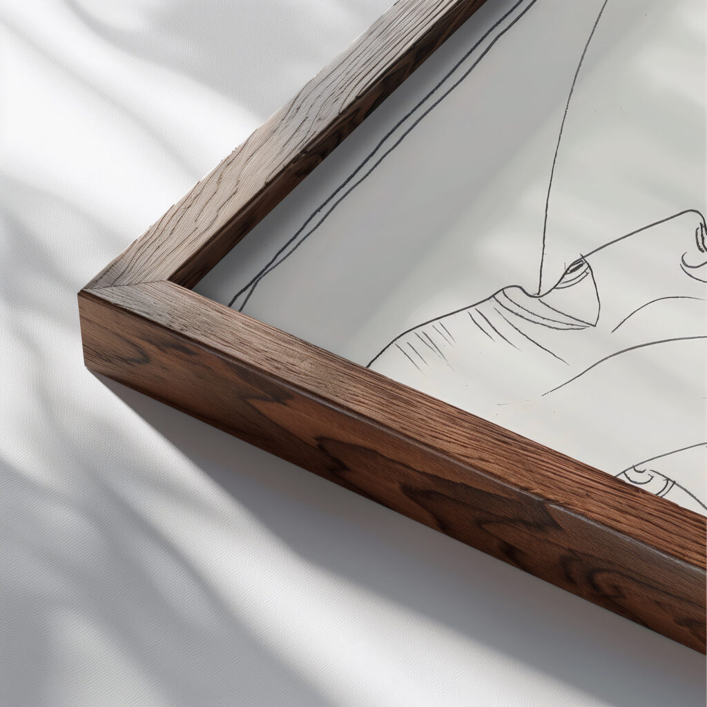 Man in profiel naar rechts met de linkerhand opgeheven 1944 01 22 Samuel Jessurun de Mesquita close up dark wood mockup