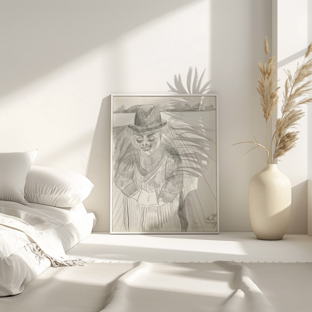 Man met een hoge hoed in een weiland 1943 12 16 Samuel Jessurun de Mesquita 4 mockup