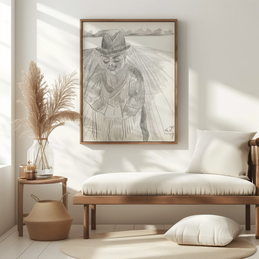 Man met een hoge hoed in een weiland 1943 12 16 Samuel Jessurun de Mesquita 5 mockup