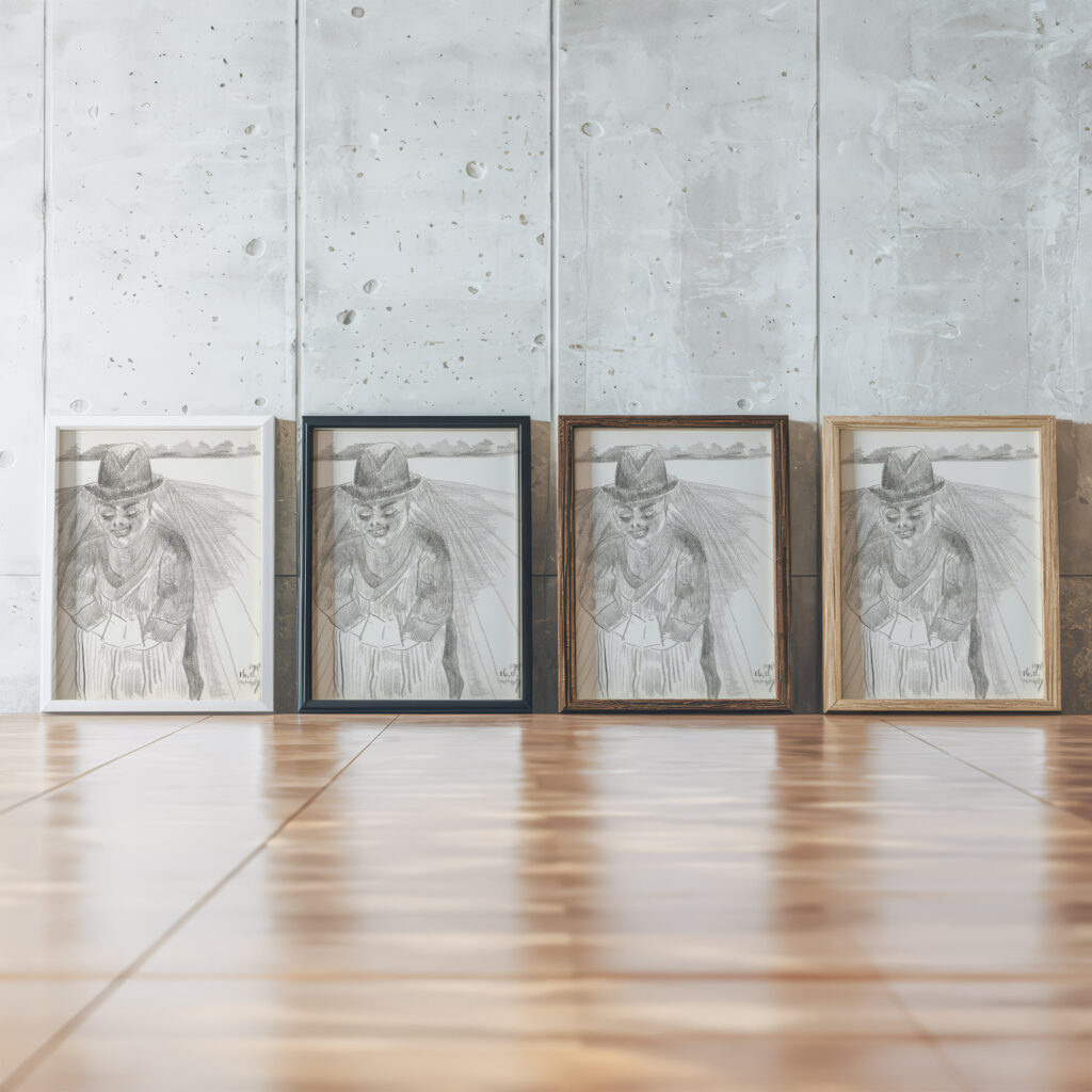 Man met een hoge hoed in een weiland 1943 12 16 Samuel Jessurun de Mesquita framed posters mockup