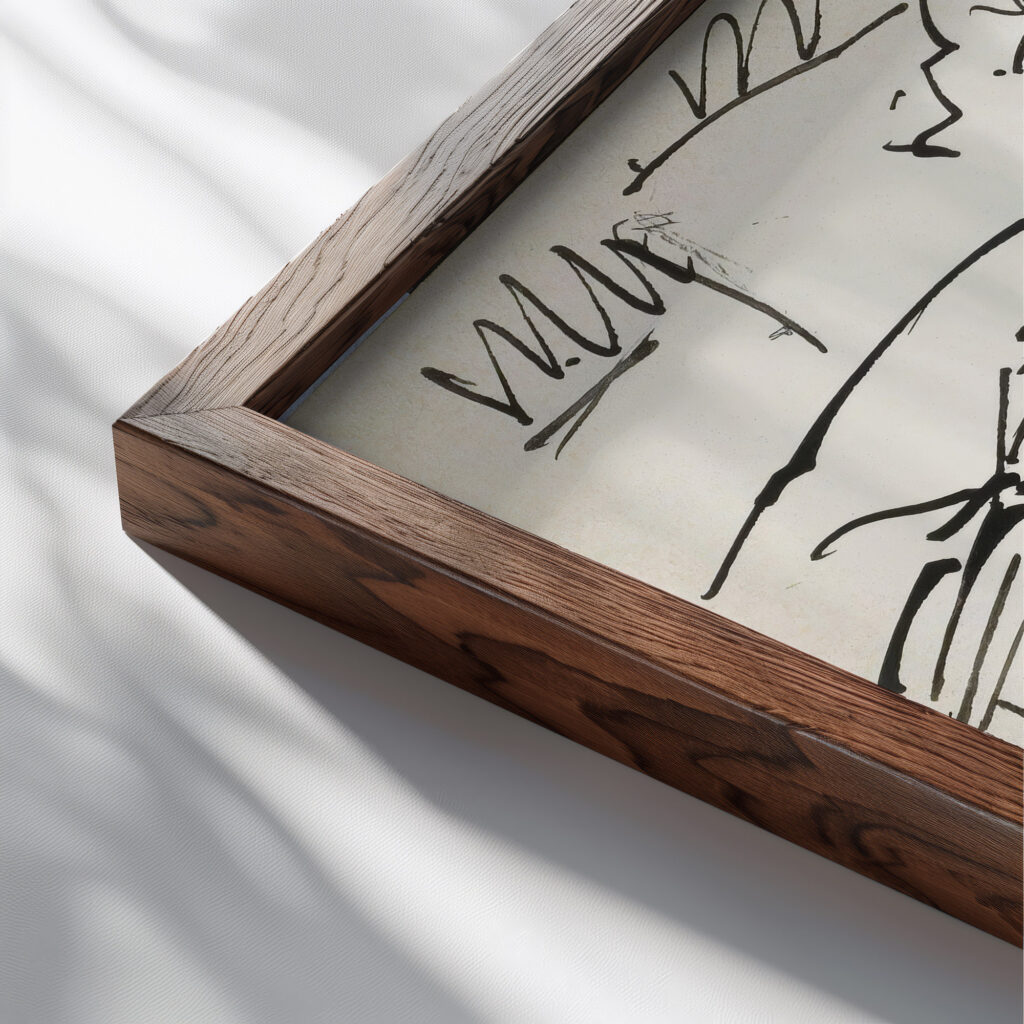 Man zittend met zijn hand achter het hoofd 1919 08 Reijer Stolk close up dark wood mockup