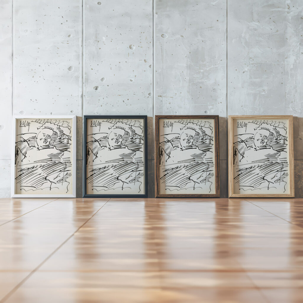 Man zittend met zijn hand achter het hoofd 1919 08 Reijer Stolk framed posters mockup