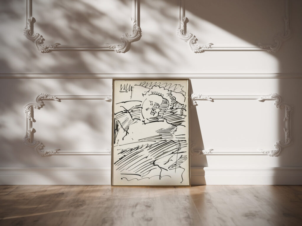 Man zittend met zijn hand achter het hoofd 1919 08 Reijer Stolk video mockup