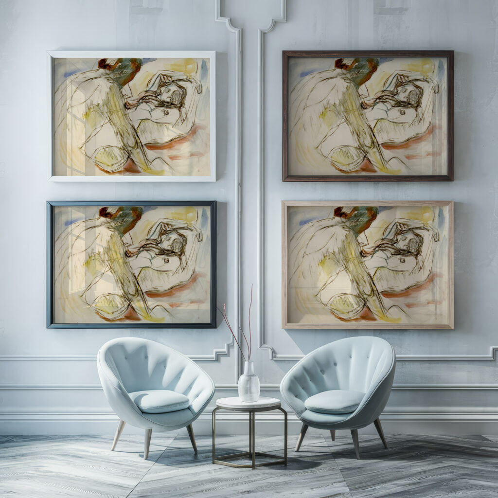 Mann og kvinne 1912 1915 Edvard Munch framed posters mockup