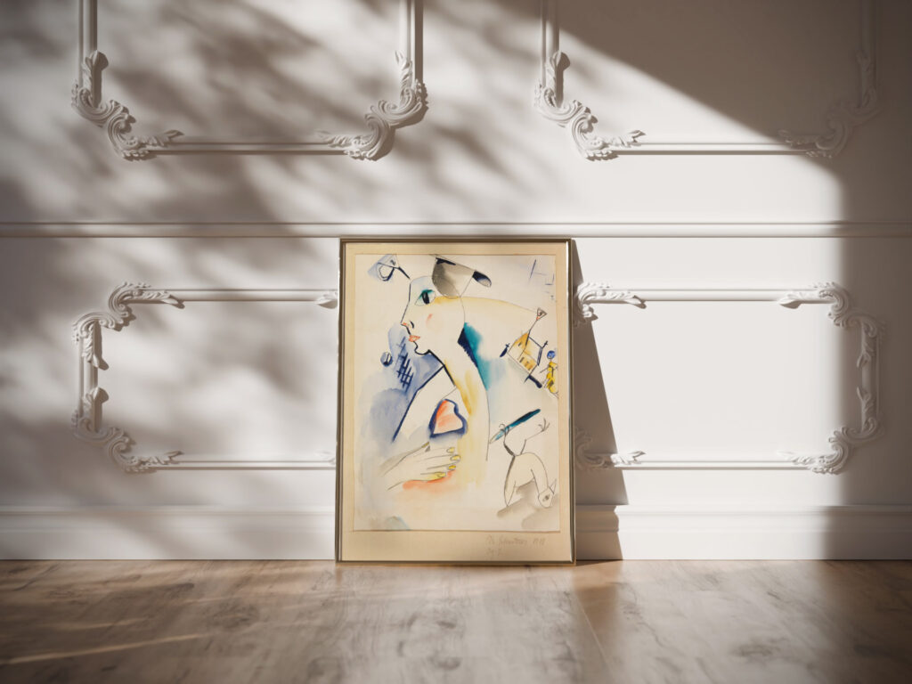 Mann schaaft Lilablau 1919 Kurt Schwitters video mockup