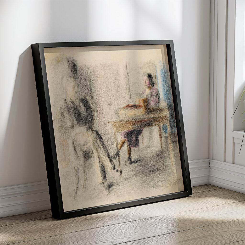 Mann und Frau am Tisch in Amdener Stube Otto Meyer Amden 4 mockup