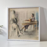 Mann und Frau am Tisch in Amdener Stube Otto Meyer Amden 5 mockup