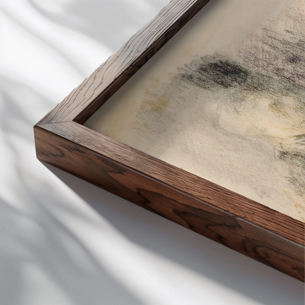 Mann und Frau am Tisch in Amdener Stube Otto Meyer Amden close up dark wood mockup