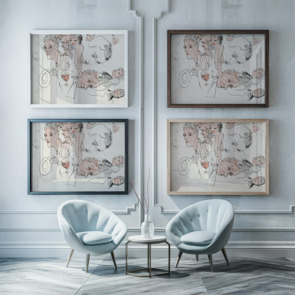 Mannen en vrouwenkoppen 1895 Carel Adolph Lion Cachet framed posters mockup